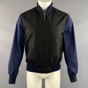 GOLDEN BEAR Size M Black Navy Color Block Cotton polyester Bomber Jacket